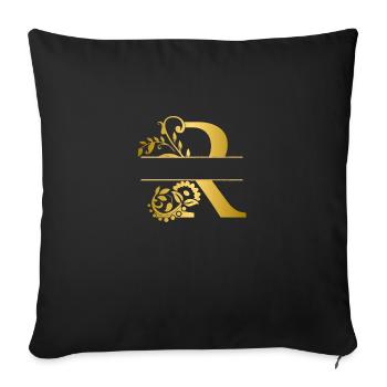Personalized Letter R Gold Floral - Gift Idea - Sofa pillowcase 17,3'' x 17,3'' (45 x 45 cm) - black - Front