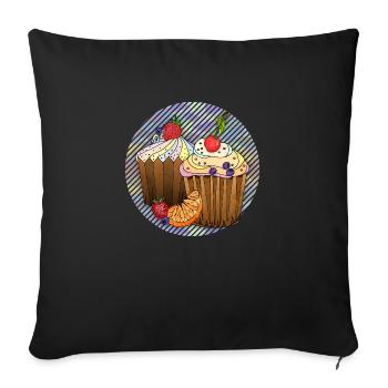 Cakes - Sofa pillowcase 17,3'' x 17,3'' (45 x 45 cm) - black - Front