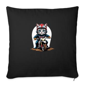 Cat Motocross Bike Gift Supermoto Motorcycle - Sofa pillowcase 17,3'' x 17,3'' (45 x 45 cm) - black - Front