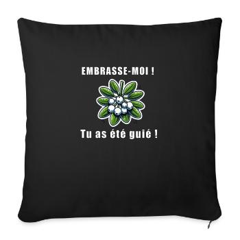 Embrasse-moi ! Tu as été guié !" Gui Noël - Housse de coussin décorative 45 x 45 cm - noir - Devant