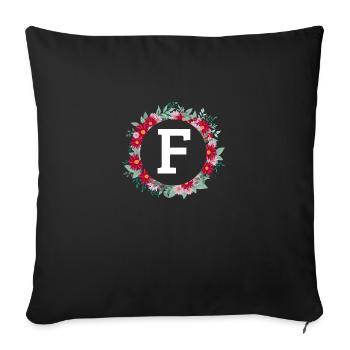 Letter f floral crown - Sofa pillowcase 17,3'' x 17,3'' (45 x 45 cm) - black - Front