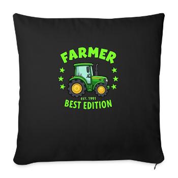 Farmer since 1991 - Funny Farmers - Sofa pillowcase 17,3'' x 17,3'' (45 x 45 cm) - black - Front