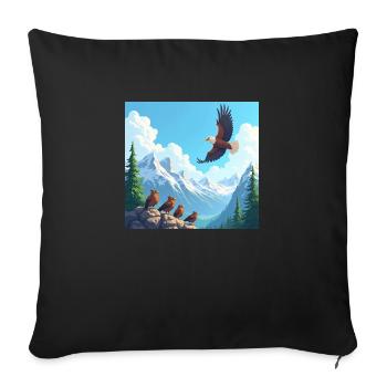 Majestic eagle over the mountains - cartoon - Sofa pillowcase 17,3'' x 17,3'' (45 x 45 cm) - black - Front