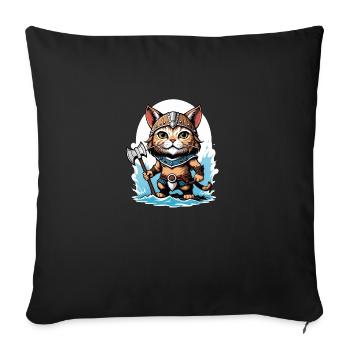 Chat Viking Viking Chat Cadeau Mignon - Housse de coussin décorative 45 x 45 cm - noir - Devant