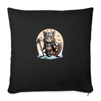 Cat Wikinger Viking Katze Geschenk Süß - Sofakissenbezug 45 x 45 cm - Schwarz - Vorne