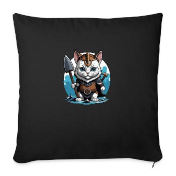 Chat Viking Viking Chat Cadeau Mignon - Housse de coussin décorative 45 x 45 cm - noir - Devant