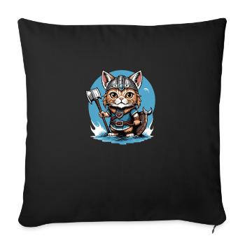 Chat Viking Viking Chat Cadeau Mignon - Housse de coussin décorative 45 x 45 cm - noir - Devant