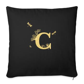 Letter c Glitter Gold Dragonfly - Gift Idea - Sofa pillowcase 17,3'' x 17,3'' (45 x 45 cm) - black - Front