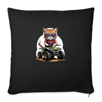 Cat Quad Cat Gift Supermoto Motorcycle - Sofa pillowcase 17,3'' x 17,3'' (45 x 45 cm) - black - Front