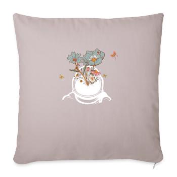 Astronaute avec des fleurs rétro - idée cadeau - Housse de coussin décorative 45 x 45 cm - taupe clair - Devant