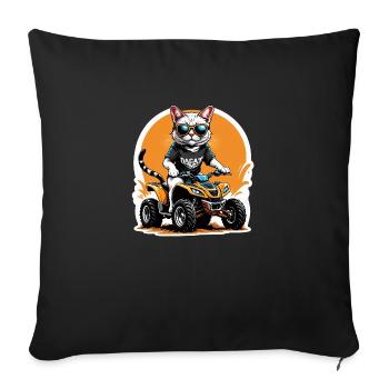 Cat Quad Cat Gift Supermoto Motorcycle - Sofa pillowcase 17,3'' x 17,3'' (45 x 45 cm) - black - Front