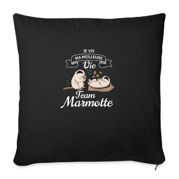 Team Marmotte - Housse de coussin décorative 45 x 45 cm - noir - Devant