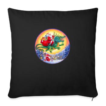 Le Père Noël chevauche un dragon - Housse de coussin décorative 45 x 45 cm - noir - Devant