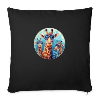 Giraffes with diving goggles under water - Sofa pillowcase 17,3'' x 17,3'' (45 x 45 cm) - black - Front