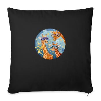 Giraffes underwater with diving goggles - Sofa pillowcase 17,3'' x 17,3'' (45 x 45 cm) - black - Front