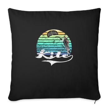 Cerf-volant rétro - Housse de coussin décorative 45 x 45 cm - noir - Devant
