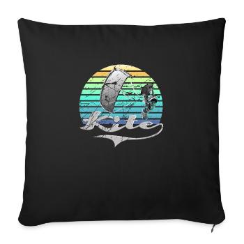 Kitesurf rétro - Housse de coussin décorative 45 x 45 cm - noir - Devant