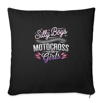 Girl power on the motocross track - Sofa pillowcase 17,3'' x 17,3'' (45 x 45 cm) - black - Front