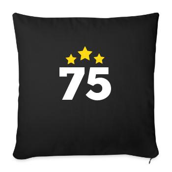 75 ans étoile - cadeau 75e anniversaire - Housse de coussin décorative 45 x 45 cm - noir - Devant