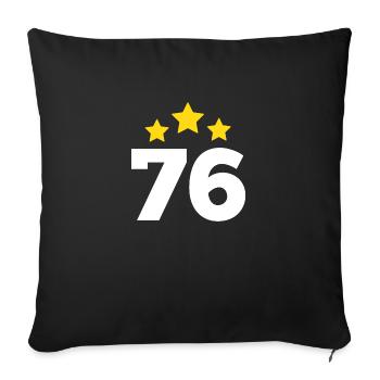 76 ans étoile - cadeau 76e anniversaire - Housse de coussin décorative 45 x 45 cm - noir - Devant