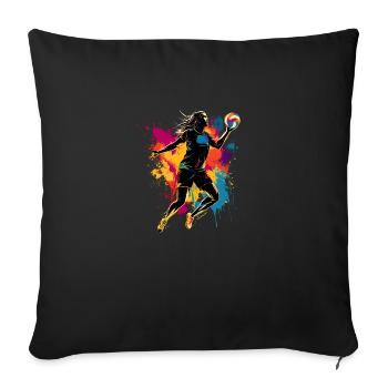 Joueur de volley-ball coloré Joueur de volley-ball - Housse de coussin décorative 45 x 45 cm - noir - Devant