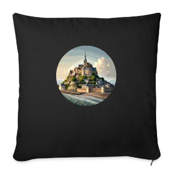 Mont Saint Michel, Normandie - Sofakissenbezug 45 x 45 cm - Schwarz - Vorne