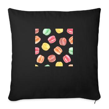Bunte Macarons Muster - Sofakissenbezug 45 x 45 cm - Schwarz - Vorne