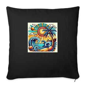 Tropical sunset - Sofa pillowcase 17,3'' x 17,3'' (45 x 45 cm) - black - Front