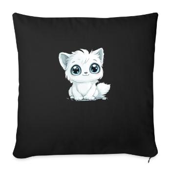 Niedliche Kawaii Katze - Geschenk - Süß - Sofakissenbezug 45 x 45 cm - Schwarz - Vorne