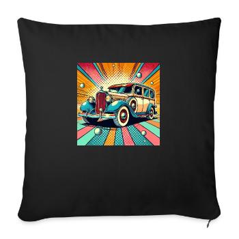Voiture rétro dans le style pop art - Housse de coussin décorative 45 x 45 cm - noir - Devant