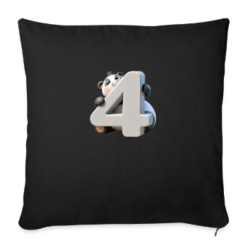 Children's Design – Panda Bear and Numbers - Sofa pillowcase 17,3'' x 17,3'' (45 x 45 cm) - black - Front