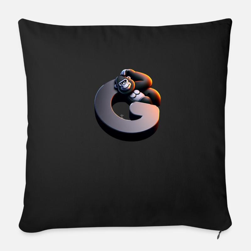 Lustiger Gorilla auf Buchstabe G - Sofakissenbezug 45 x 45 cm - Schwarz