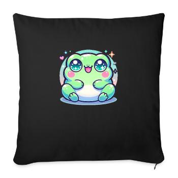 CUTE KAWAII FROG - Sofa pillowcase 17,3'' x 17,3'' (45 x 45 cm) - black - Front