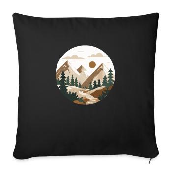 Randonnée en montagne - Housse de coussin décorative 45 x 45 cm - noir - Devant