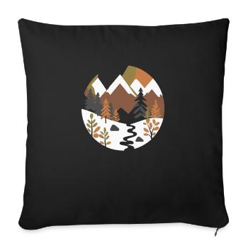 Randonnée en montagne - Housse de coussin décorative 45 x 45 cm - noir - Devant