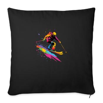 Colorful Skiing Ski Winter Sports - Sofa pillowcase 17,3'' x 17,3'' (45 x 45 cm) - black - Front