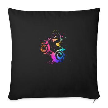 Moto de motocross Moto colorée - Housse de coussin décorative 45 x 45 cm - noir - Devant