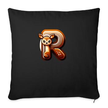Cute deer in letter R - Sofa pillowcase 17,3'' x 17,3'' (45 x 45 cm) - black - Front