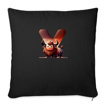 Bachelier sur la lettre V - Housse de coussin décorative 45 x 45 cm - noir - Devant