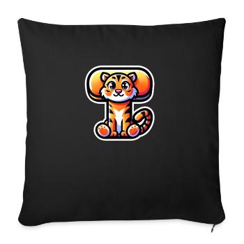 Merry Tiger – Letter T - Sofa pillowcase 17,3'' x 17,3'' (45 x 45 cm) - black - Front