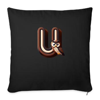 U comme hibou grand-duc – Clever Owl - Housse de coussin décorative 45 x 45 cm - noir - Devant