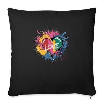 Colorful Love - Sofa pillowcase 17,3'' x 17,3'' (45 x 45 cm) - black - Front