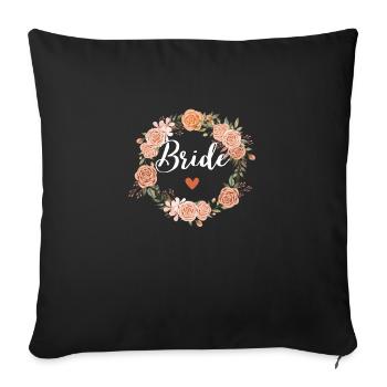 Watercolor Floral Strap - Assorted - Sofa pillowcase 17,3'' x 17,3'' (45 x 45 cm) - black - Front