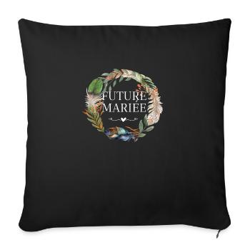 Bride-to-be crown boho flowers - Sofa pillowcase 17,3'' x 17,3'' (45 x 45 cm) - black - Front