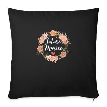 Floral bride-to-be watercolor - matching - Sofa pillowcase 17,3'' x 17,3'' (45 x 45 cm) - black - Front