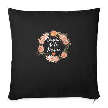 Watercolor floral bridal witness - matching - Sofa pillowcase 17,3'' x 17,3'' (45 x 45 cm) - black - Front