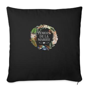 Bridal Witness Crown Boho Flowers - Sofa pillowcase 17,3'' x 17,3'' (45 x 45 cm) - black - Front