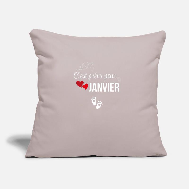 C’est prévu pour janvier - annonce de grossesse Housse de coussin décorative 45 x 45 cm