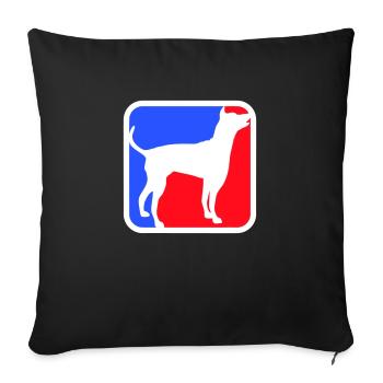 Symbole de silhouette de chien rouge bleu logo de sport carré - Housse de coussin décorative 45 x 45 cm - noir - Devant