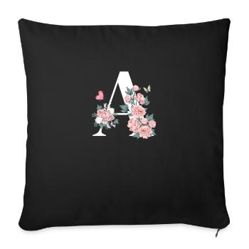 Pink Floral Letter - Sofa pillowcase 17,3'' x 17,3'' (45 x 45 cm) - black - Front
